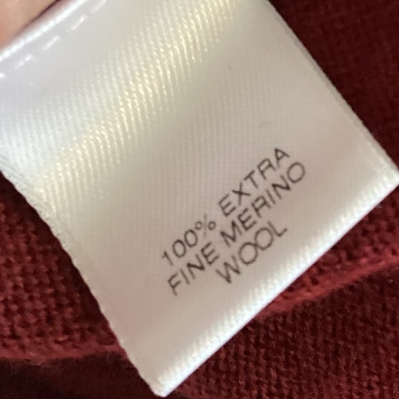 Turnbury Mock Neck Extra Fine Merino Wool Mens Burgundy Sweater Size XL - Picture 4 of 4